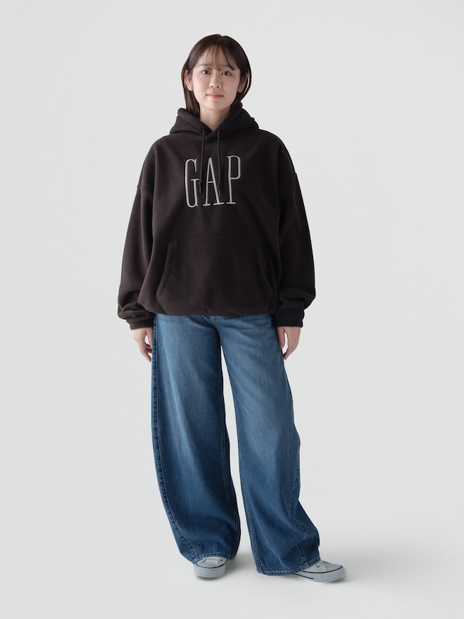リラックスフィット マイクロフリース GAPロゴパーカー-5