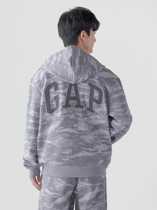 リラックスフィット GAPロゴ ジップアップパーカー-1