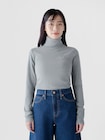 リブ GAPロゴ タートルネックTシャツ-0