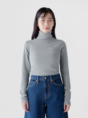 リブ GAPロゴ タートルネックTシャツ
