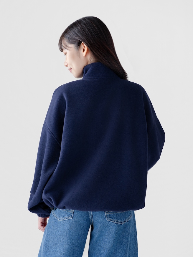 リラックスフィット GAPロゴ マイクロフリース ジップアップスウェットシャツ-1