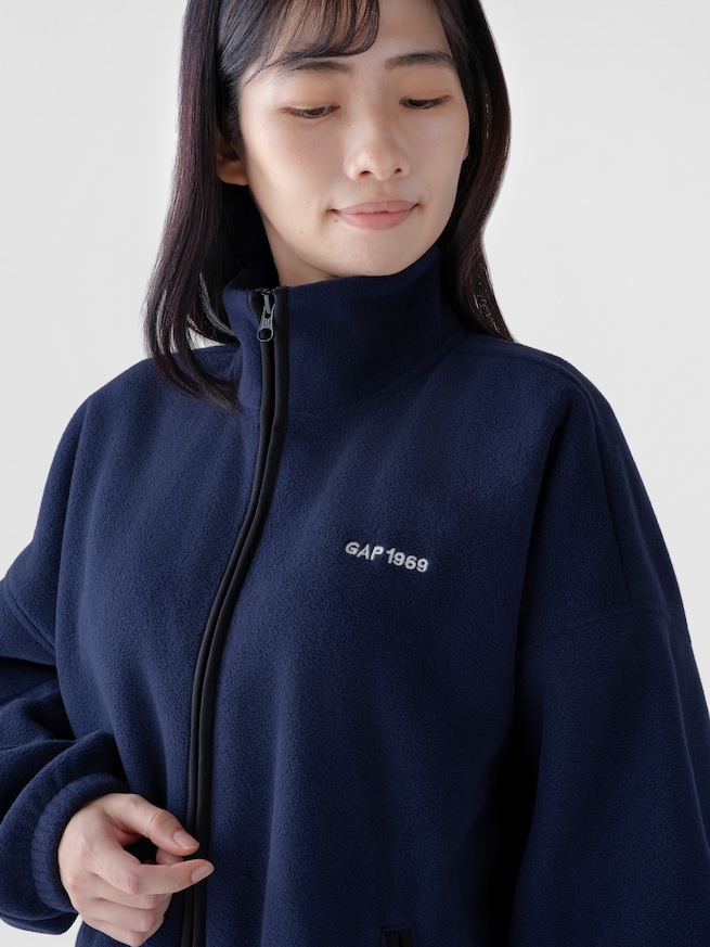 リラックスフィット GAPロゴ マイクロフリース ジップアップスウェットシャツ-2