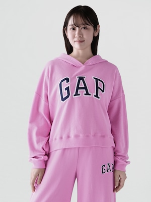リラックスフィット クロップド GAPロゴ フレンチテリーパーカー