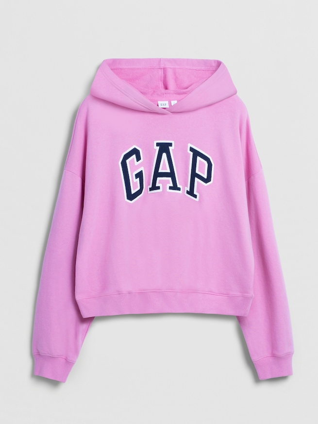 リラックスフィット クロップド GAPロゴ フレンチテリーパーカー-4