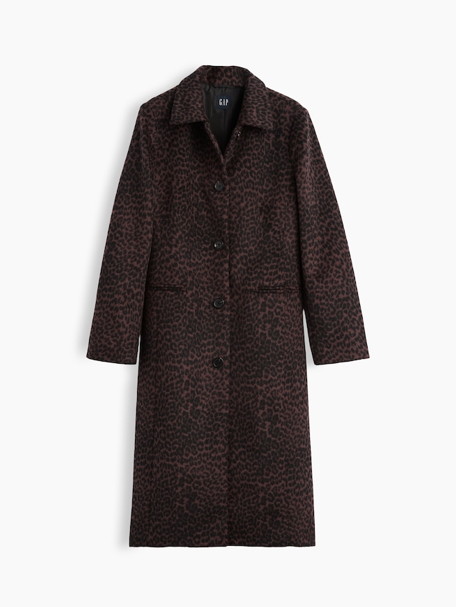 ウールブレンド レオパードコート-6