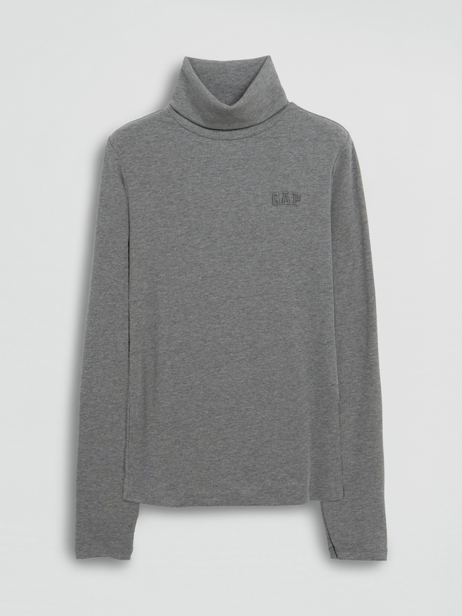 リブ GAPロゴ タートルネックTシャツ-3