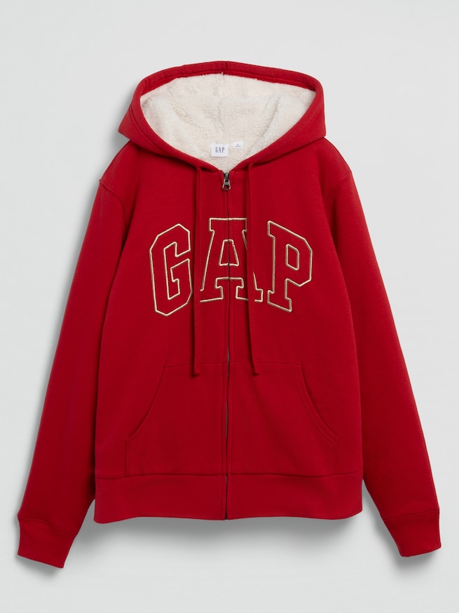 リラックスフィット GAPロゴ 裏ボア ジップアップパーカー-3