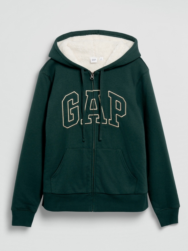 リラックスフィット GAPロゴ 裏ボア ジップアップパーカー-3