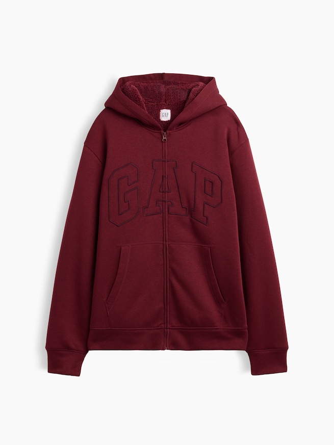 リラックスフィット GAPロゴ 裏ボア ジップアップパーカー-3