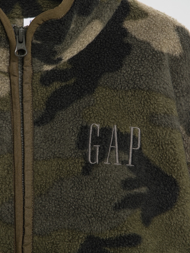 ボア リラックスフィット GAPロゴ ジップアップジャケット (キッズ)-5