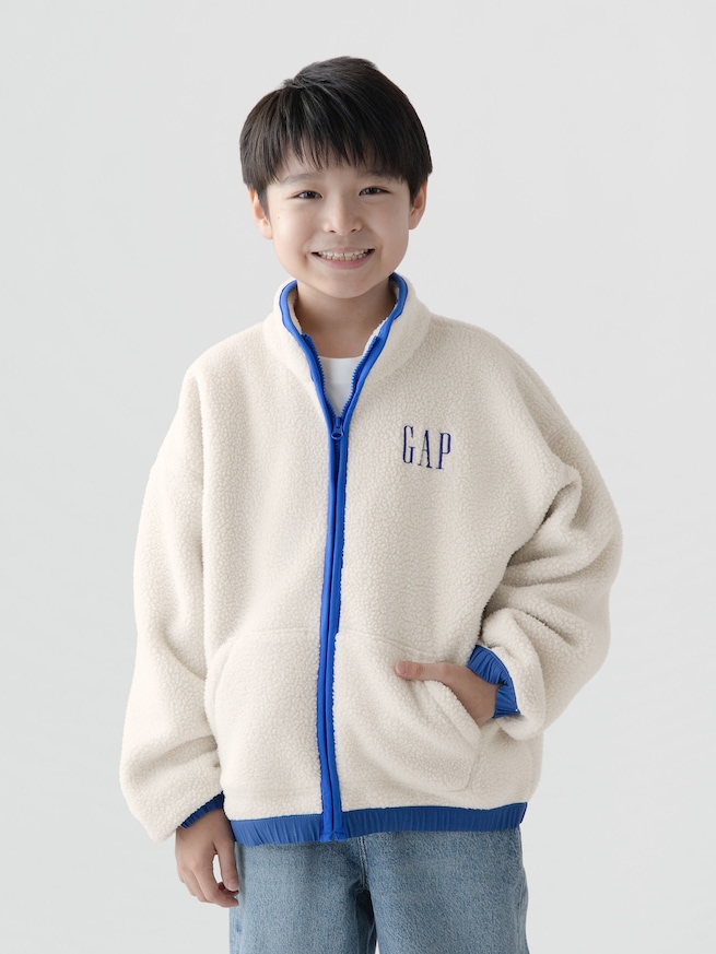 ボア GAPロゴ ジップアップジャケット (キッズ)-0