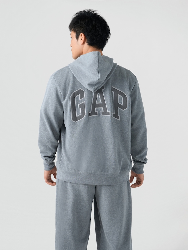 リラックスフィット GAPロゴ ジップアップパーカー-1