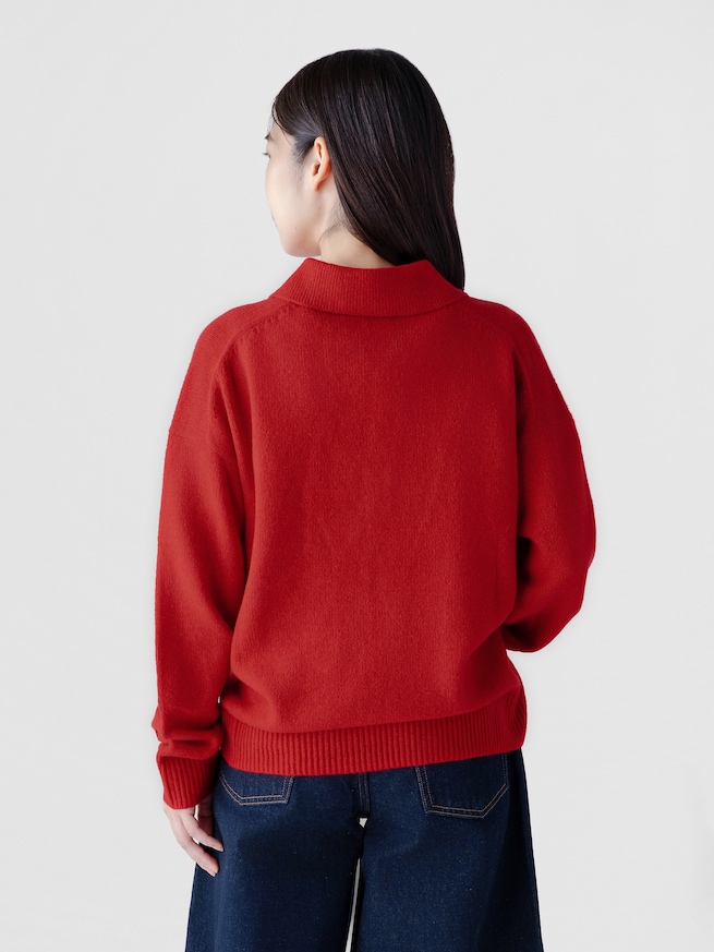 CashSoft カシミヤタッチ オーバーサイズ GAPロゴ ジョニーカラーセーター-1