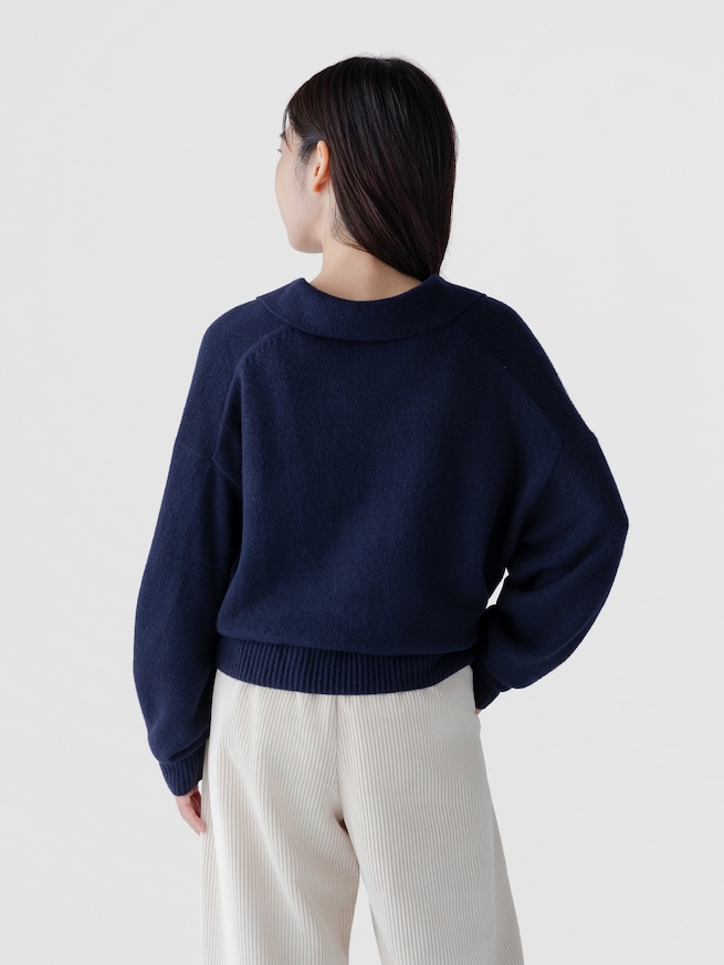 CashSoft カシミヤタッチ オーバーサイズ GAPロゴ ジョニーカラーセーター-1