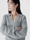CashSoft カシミヤタッチ オーバーサイズ GAPロゴ ジョニーカラーセーター-2