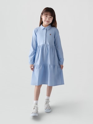 オーガニックコットン オックスフォード シャツワンピース (キッズ)