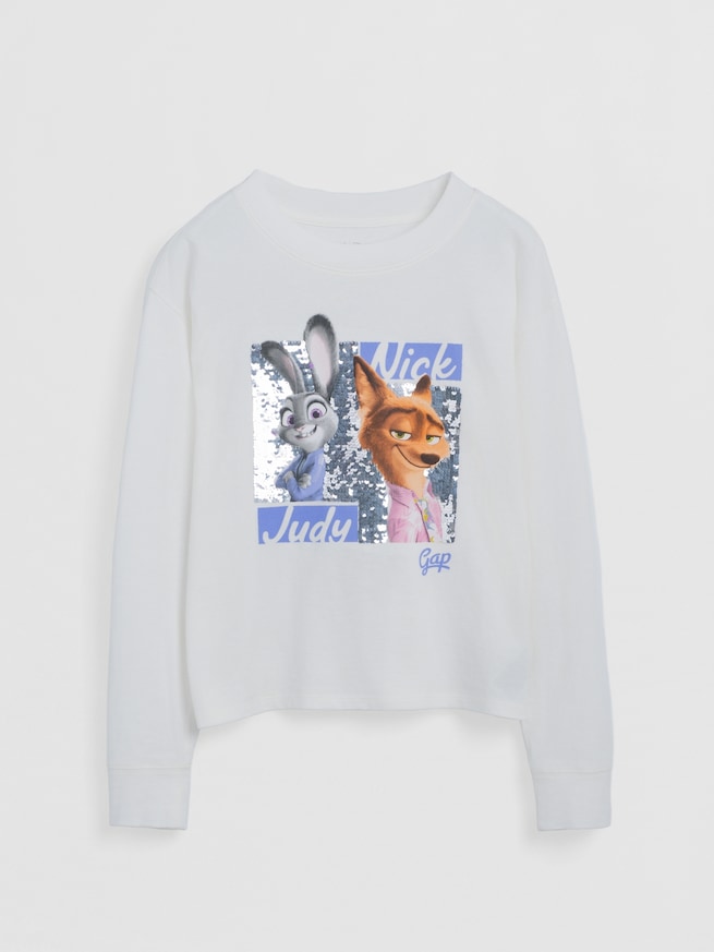 GapKids &times; ディズニー オーバーサイズ フリッピースパンコール グラフィックTシャツ-1