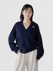 CashSoft カシミヤタッチ オーバーサイズ GAPロゴ ジョニーカラーセーター-0