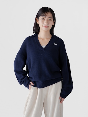 CashSoft カシミヤタッチ オーバーサイズ GAPロゴ ジョニーカラーセーター