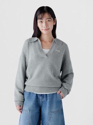 CashSoft カシミヤタッチ オーバーサイズ GAPロゴ ジョニーカラーセーター