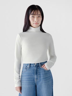 リブ GAPロゴ タートルネックTシャツ