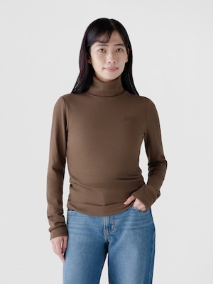 リブ GAPロゴ タートルネックTシャツ