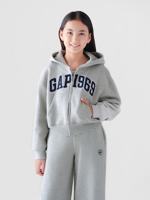 ヴィンテージソフト オーバーサイズ GAP 1969ロゴ ジップアップパーカー (キッズ)