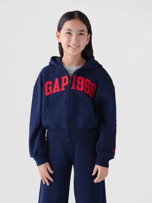 ヴィンテージソフト オーバーサイズ GAP 1969ロゴ ジップアップパーカー (キッズ)
