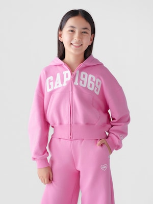 ヴィンテージソフト オーバーサイズ GAP 1969ロゴ ジップアップパーカー (キッズ)