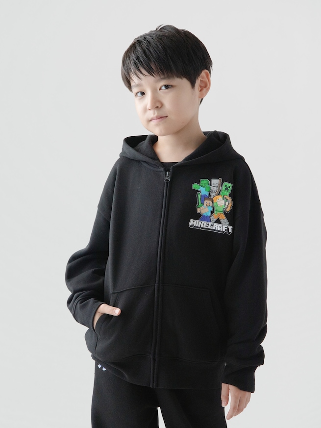 GapKids マインクラフト リラックスフィット グラフィック ジップアップパーカー-2