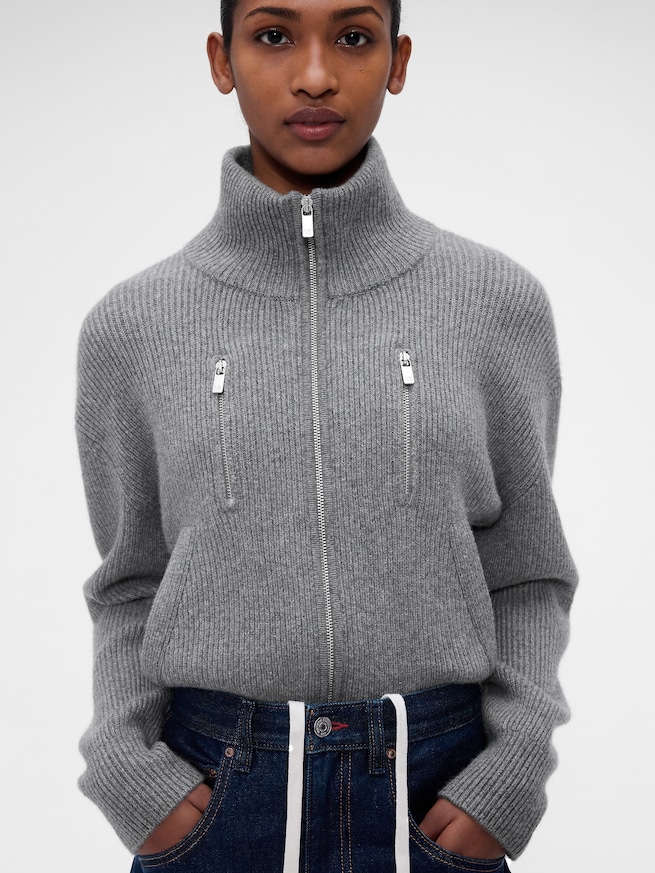 Gap &times; Victoria Beckham ウールカシミヤ ジップアップセーター-3