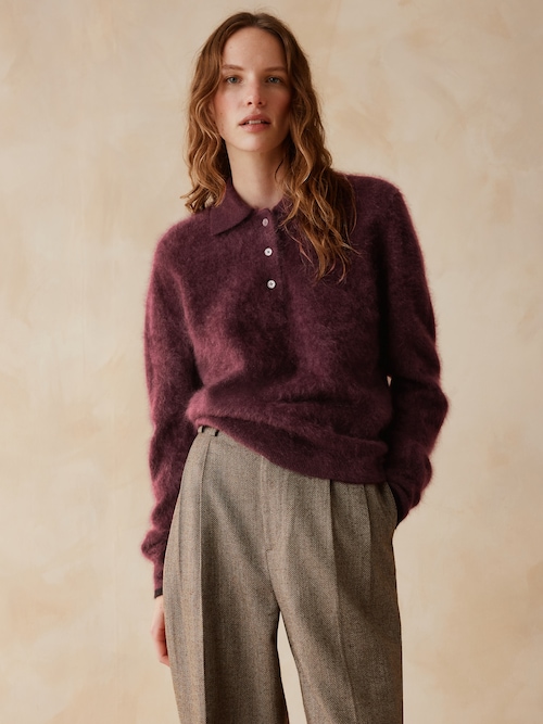 Banana Republic x Zankov | Frankie ブラッシュド カシミヤ ニットポロ