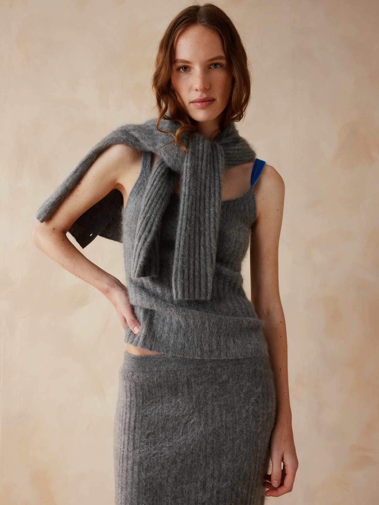Banana Republic x Zankov | Margaux ブラッシュド カシミヤ ニットタンクトップ-0