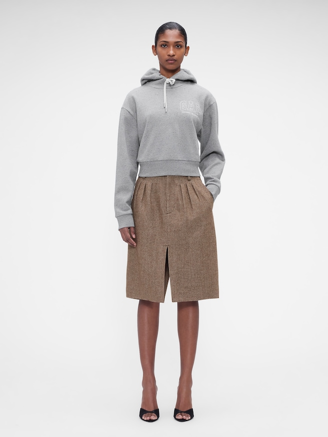 Gap &times; Victoria Beckham ウールブレンド ヘリンボーンスカート-0