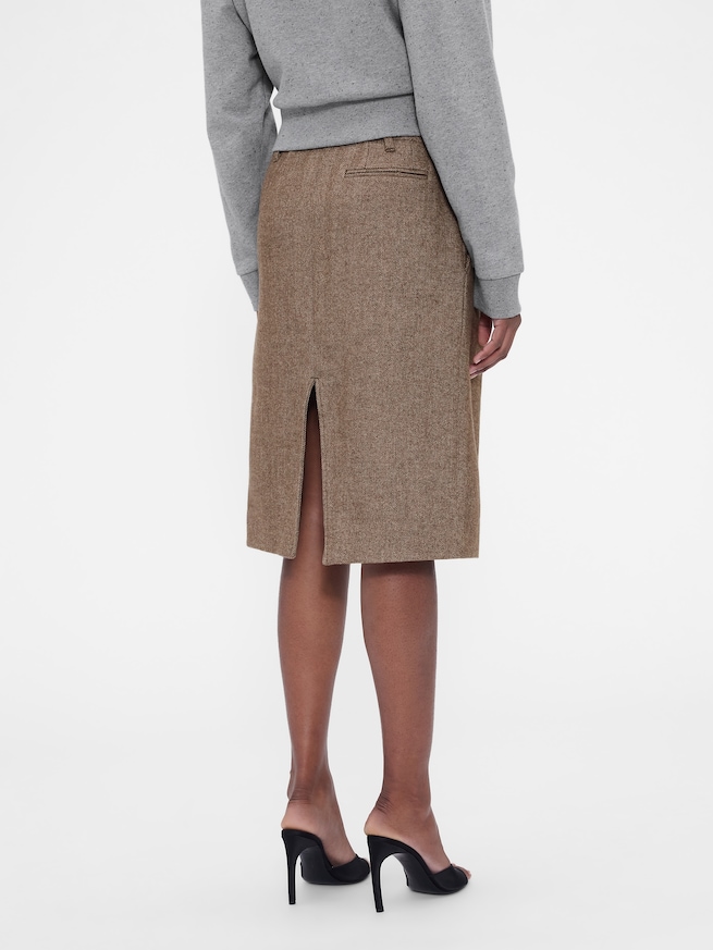 Gap &times; Victoria Beckham ウールブレンド ヘリンボーンスカート-3
