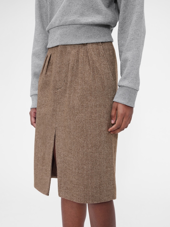 Gap &times; Victoria Beckham ウールブレンド ヘリンボーンスカート-4