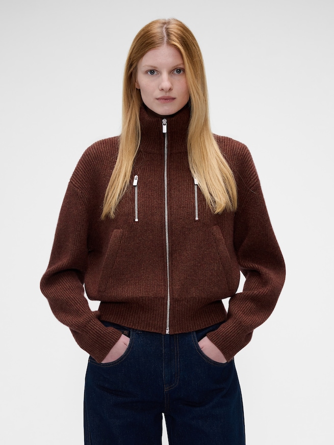 Gap &times; Victoria Beckham ウールカシミヤ ジップアップセーター-0