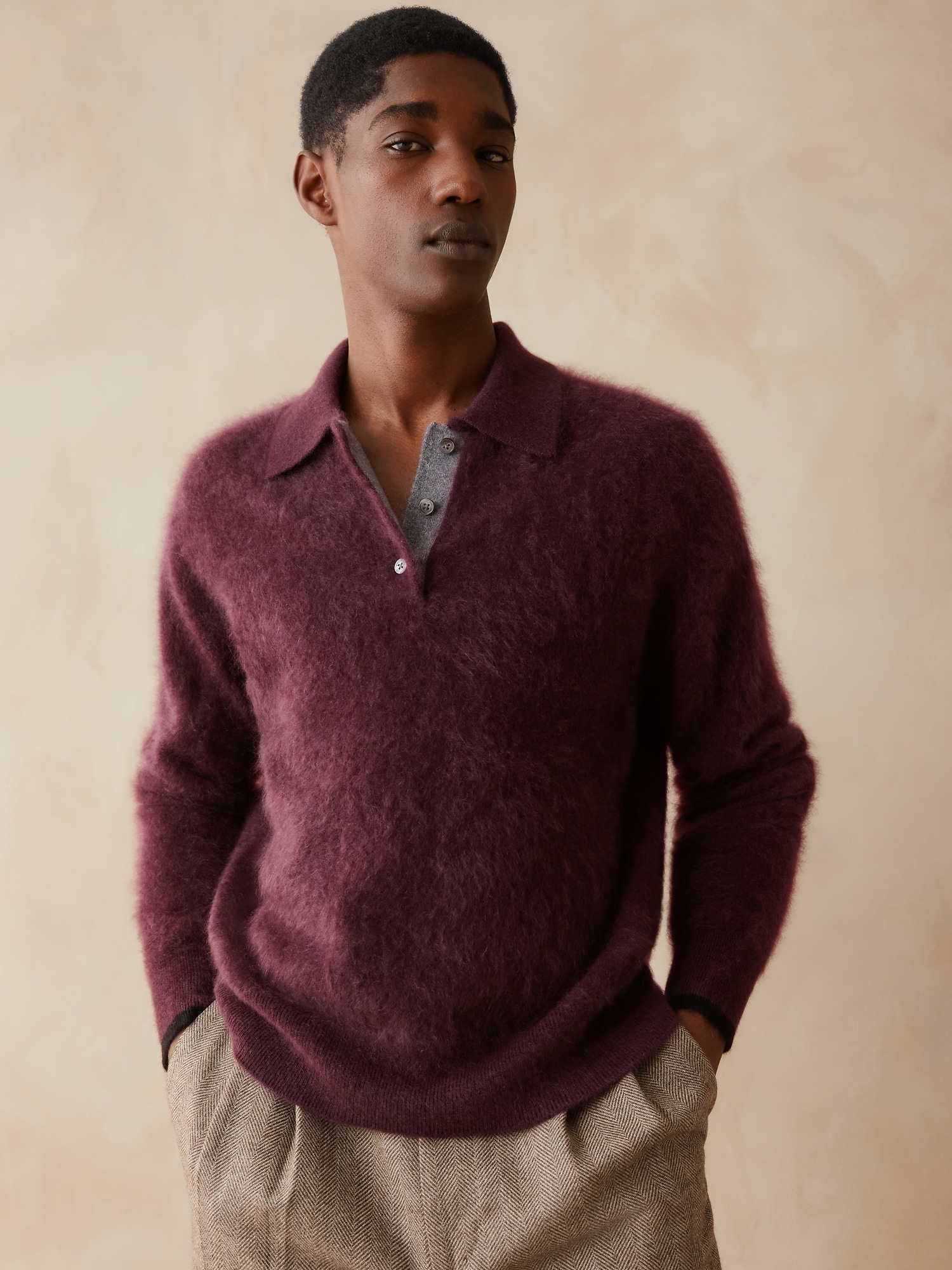Banana Republic x Zankov | Frankie ブラッシュド カシミヤ ニットポロ-1
