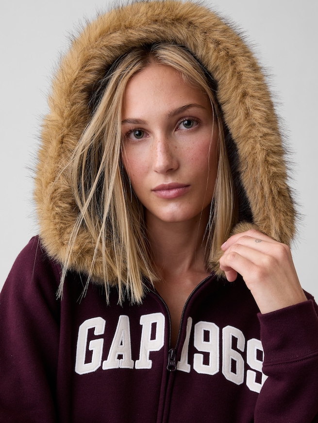GAP1969ロゴ クロップド ジップアップパーカー-4