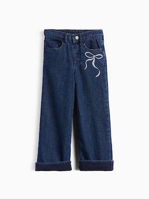 babyGap あったか裏地 刺しゅう ワイドデニム