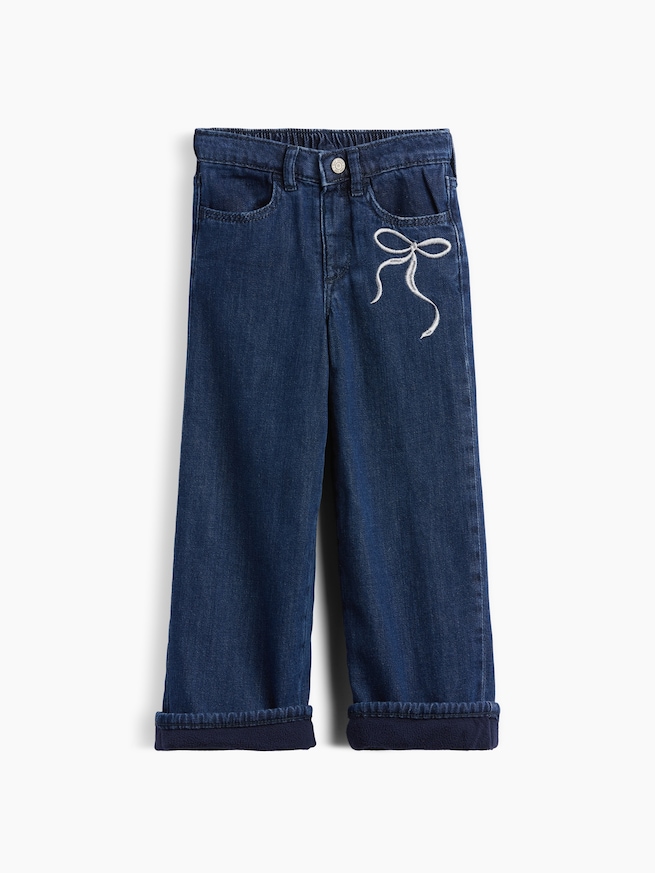 babyGap あったか裏地 刺しゅう ワイドデニム-0