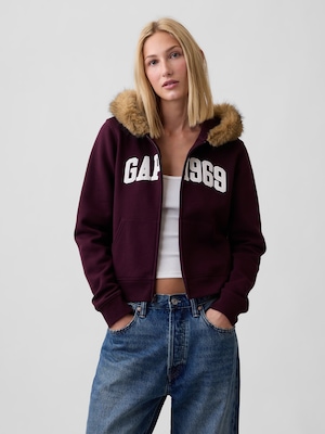 GAP1969ロゴ クロップド ジップアップパーカー