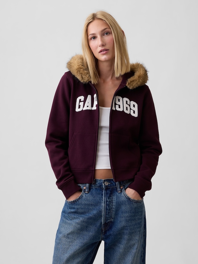 GAP1969ロゴ クロップド ジップアップパーカー-0