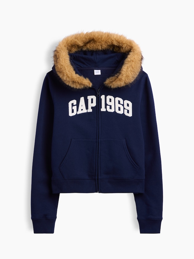 GAP1969ロゴ クロップド ジップアップパーカー-3