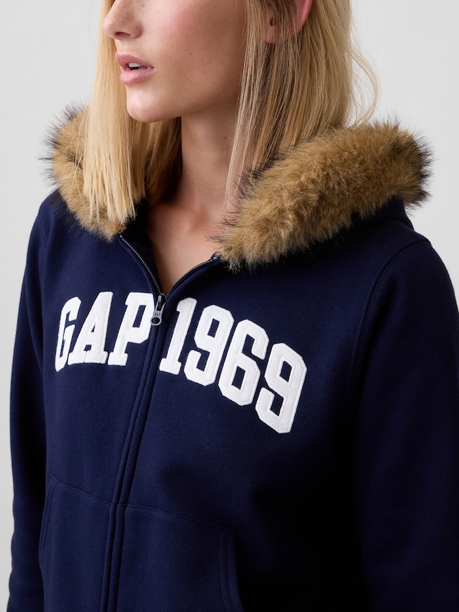 GAP1969ロゴ クロップド ジップアップパーカー-4