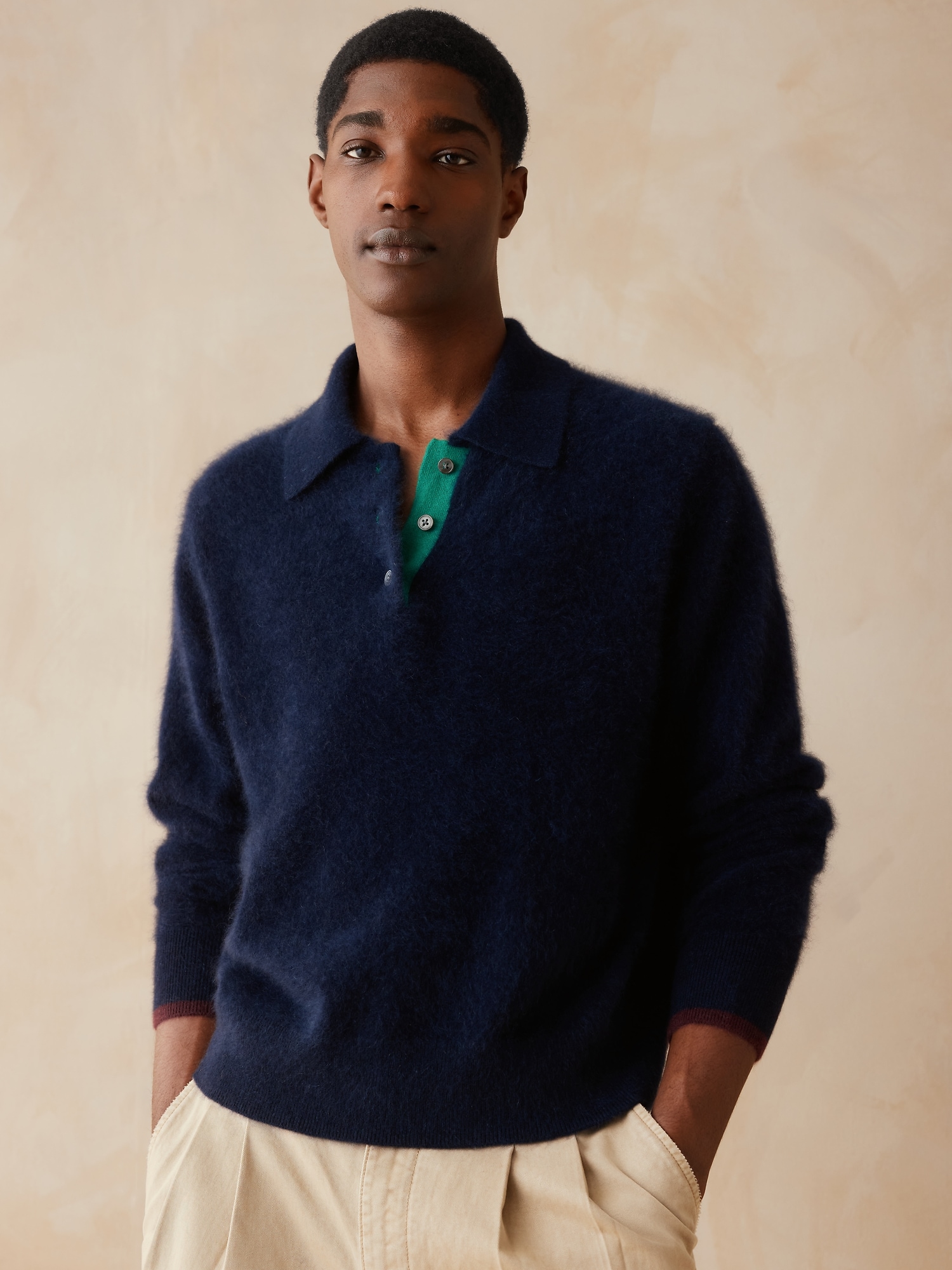 Banana Republic x Zankov | Frankie ブラッシュド カシミヤ ニットポロ-1