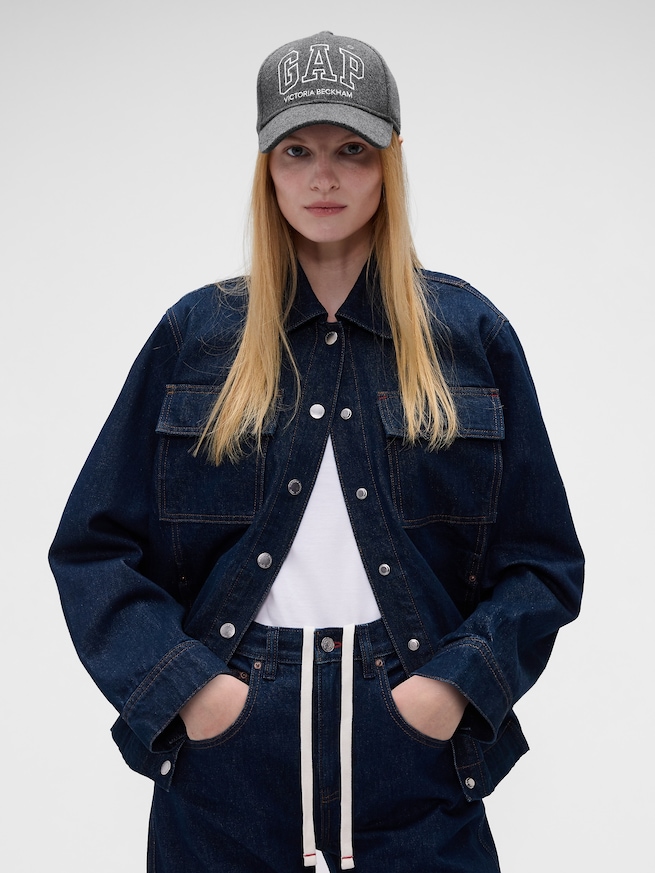 Gap &times; Victoria Beckham ウールブレンド ロゴ ベースボールハット-0