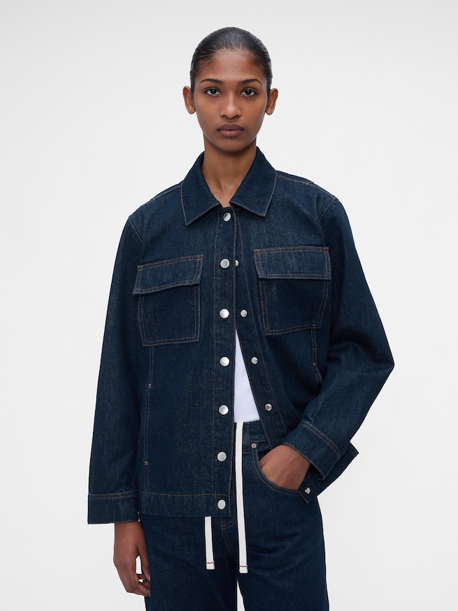 Gap &times; Victoria Beckham デニム ジップアップシャツ-8