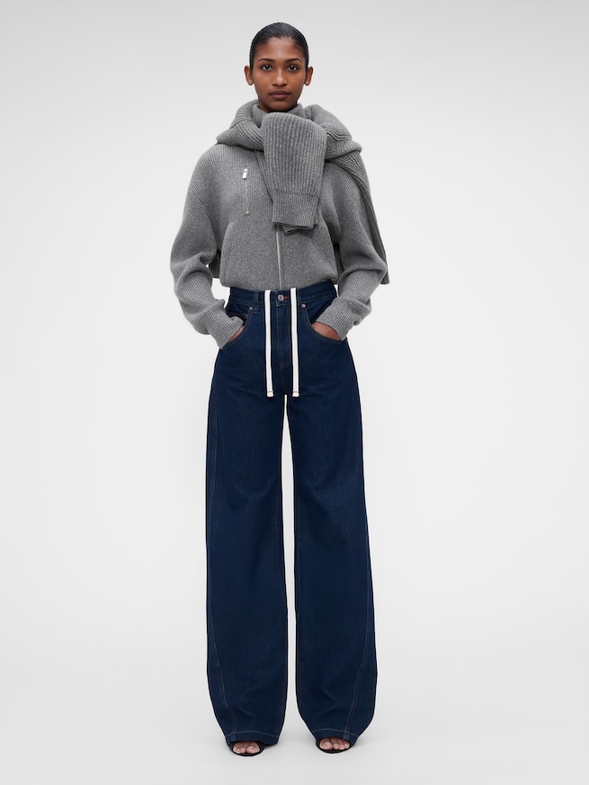 Gap &times; Victoria Beckham ウールカシミヤ ジップアップセーター-1