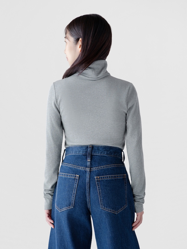 リブ GAPロゴ タートルネックTシャツ-1